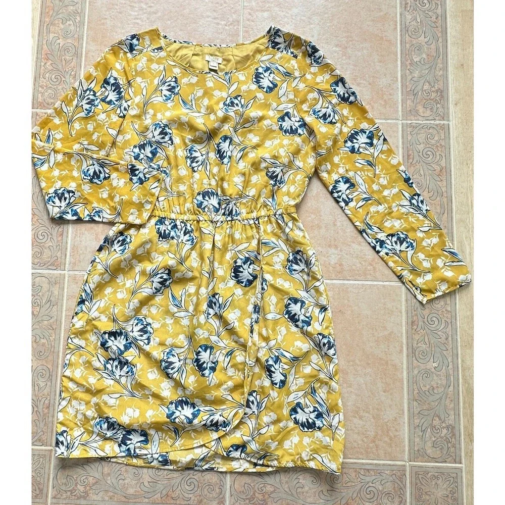 J. Crew Floral lined Long sleeve Dress‎ Size 4